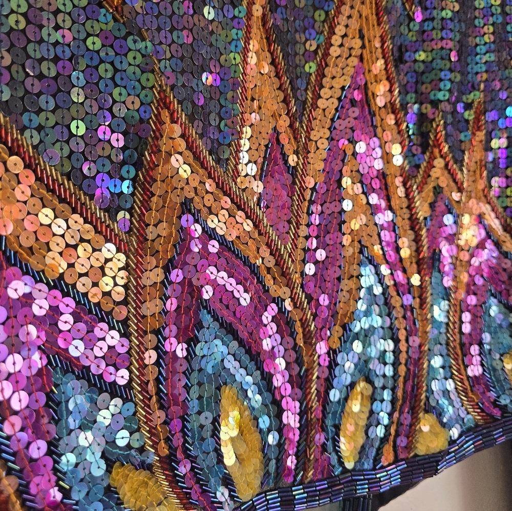❤️‍🔥1970's Fire & Flames Sequined Bolero Cropped Evening Jacket By JACK BRYAN🔥 - Picture 8 of 16